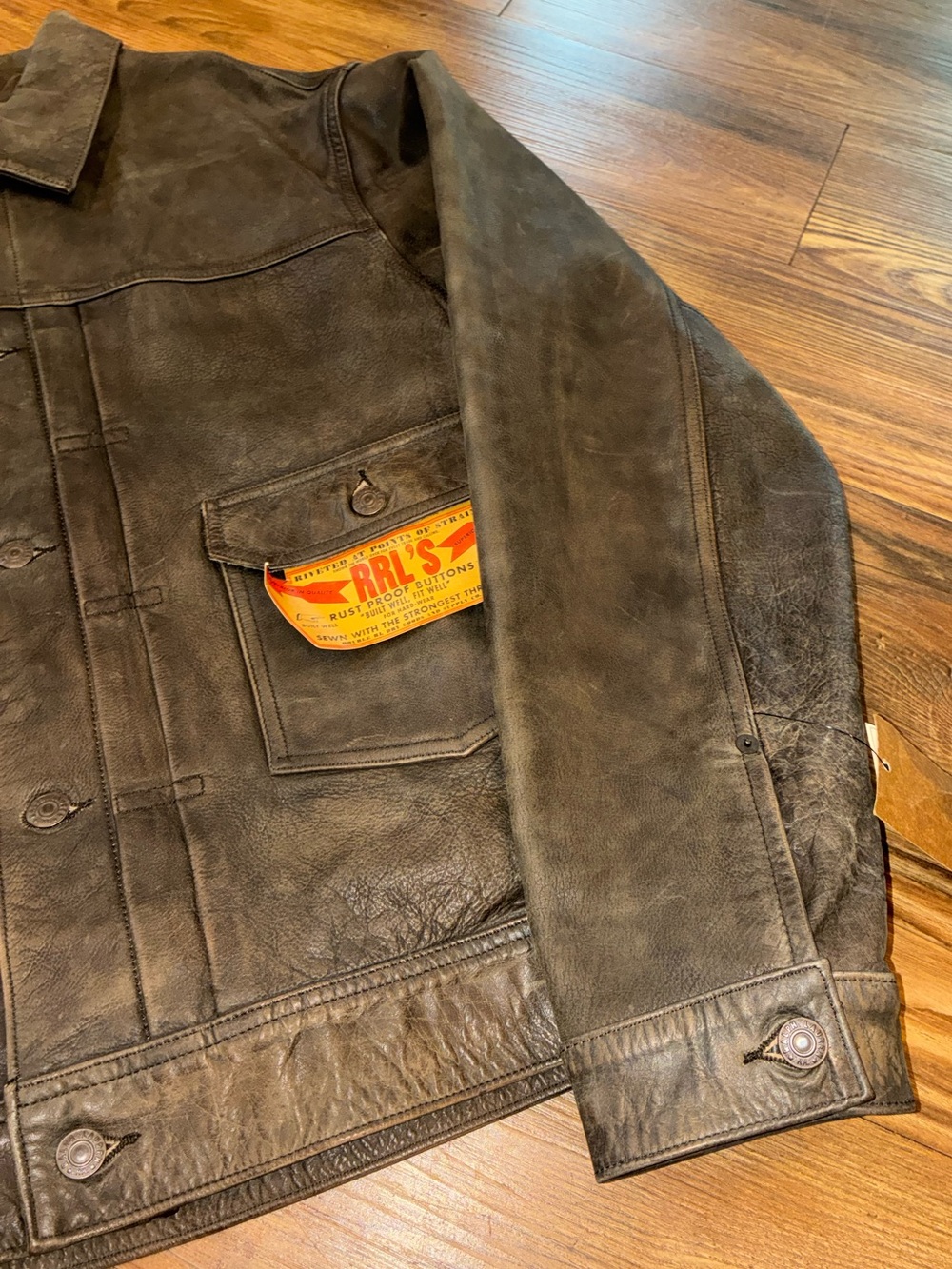 RRL Type 2 Buffalo Leather Brown Jacket - Picture 6 of 16